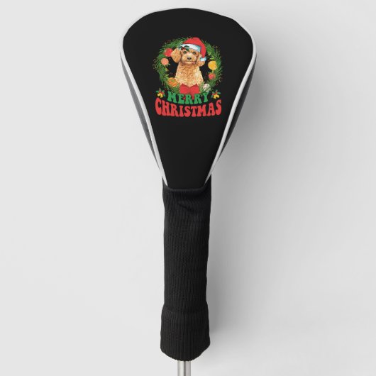 Merry Kerstmis met Santa Hat Hondenliefhebber Ugly Golfheadcover (Voorkant)