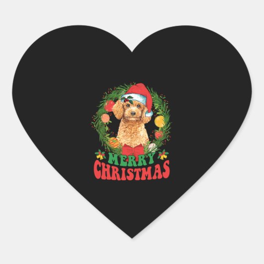 Merry Kerstmis met Santa Hat Hondenliefhebber Ugly Hart Sticker (Voorkant)