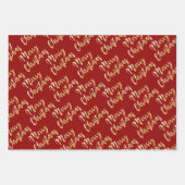 Merry Kerstmis met zwart groen rood Inpakpapier Vel (Voorkant 3)