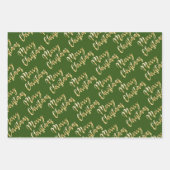 Merry Kerstmis met zwart groen rood Inpakpapier Vel (Voorkant 2)