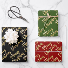 Merry Kerstmis met zwart groen rood Inpakpapier Vel