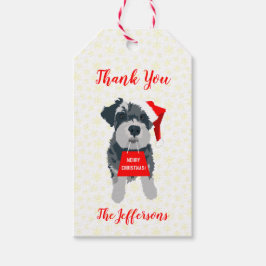 Merry Kerstmis Mini Schnauzer Dog Santa Hat Cadeaulabel