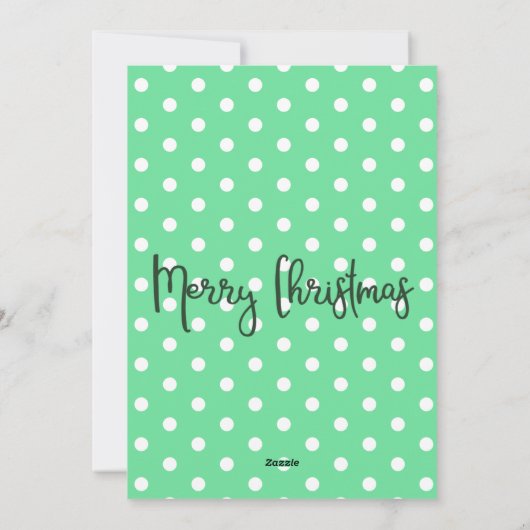 Merry Kerstmis Mint Polka Dots Feestdagenkaart (Achterkant)