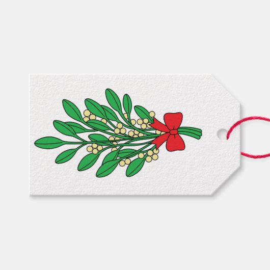 Merry Kerstmis Mistletoe Cadeaulabel (Voorkant (Horizontaal))