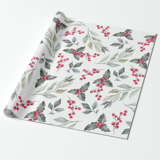 Merry Kerstmis Mistletoe Cadeaupapier (Uitgerold)