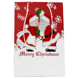 Merry Kerstmis Mistletoe Santa Gift Bag Medium Cadeauzakje