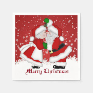 Merry Kerstmis Mistletoe Santa Napkin Servet