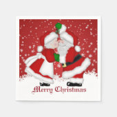 Merry Kerstmis Mistletoe Santa Napkins Servetten (Voorkant)