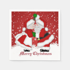 Merry Kerstmis Mistletoe Santa Napkins Servetten