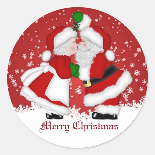 Merry Kerstmis Mistletoe Santa Stickers (Voorkant)