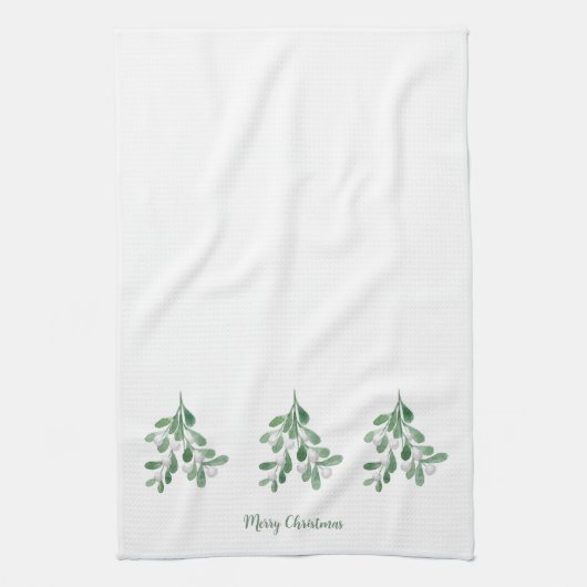 Merry Kerstmis Mistletoe Theedoek (Verticaal)