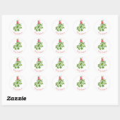 Merry Kerstmis Mistletoe Waterverf Greenery Ronde Sticker (Vel)