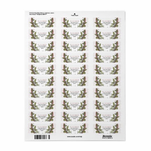 Merry Kerstmis Mistletoe WreatReturn Address Etiket (Full Sheet)