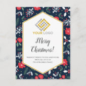 Merry Kerstmis Mod Flowers Logo Business Postcard Briefkaart (Voorkant)