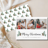 Merry Kerstmis Modern 3 Foto Collage Feestdagenkaart