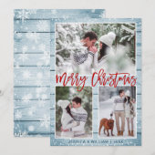 Merry Kerstmis Modern 3 PHOTO Greeting Feestdagenkaart (Voorkant / Achterkant)