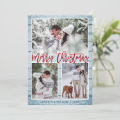 Merry Kerstmis Modern 3 PHOTO Greeting Feestdagenkaart (Staand voorkant)