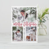 Merry Kerstmis Modern 3 PHOTO Greeting Feestdagenkaart (Staand voorkant)