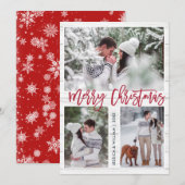 Merry Kerstmis Modern 3 PHOTO Greeting Feestdagenkaart (Voorkant / Achterkant)