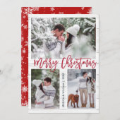 Merry Kerstmis Modern 3 PHOTO Greeting Feestdagenkaart (Voorkant / Achterkant)