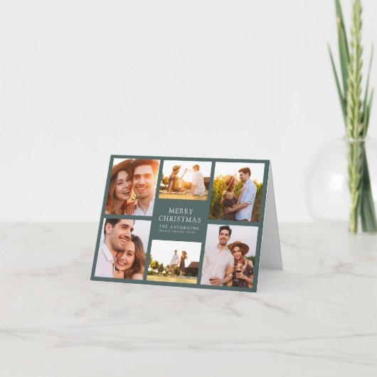 Merry Kerstmis Modern 6 Foto Collage Feestdagen Kaart (Voorkant)
