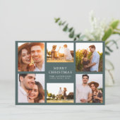 Merry Kerstmis Modern 6 Foto Collage Feestdagenkaart (Staand voorkant)
