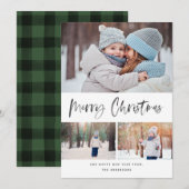 Merry Kerstmis Modern Brush Script Collage Feestdagenkaart (Voorkant / Achterkant)