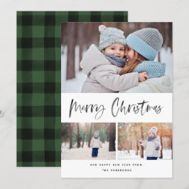 Merry Kerstmis Modern Brush Script Collage Feestdagenkaart