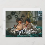 Merry Kerstmis Modern Brush Script Feestdagenkaart (Voorkant)