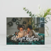 Merry Kerstmis Modern Brush Script Feestdagenkaart (Staand voorkant)