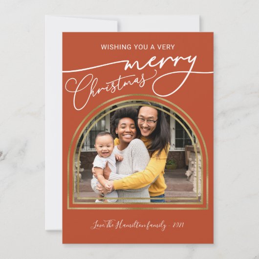 Merry Kerstmis Modern Calligraphy Arch Lijst Holi Feestdagenkaart (Voorkant)