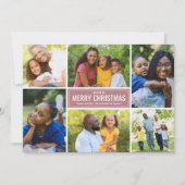 Merry Kerstmis Modern Dusty Roos Foto Collage Feestdagenkaart (Voorkant)