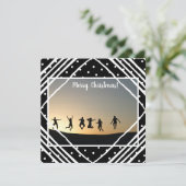 Merry Kerstmis Modern Foto Black White Feestdagenkaart (Staand voorkant)