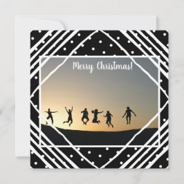 Merry Kerstmis Modern Foto Black White Feestdagenkaart
