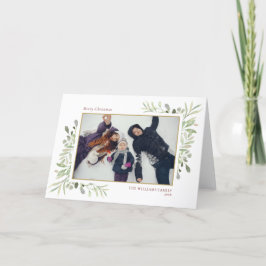 Merry Kerstmis Modern Foto Elegant Greenery Feestdagen Kaart