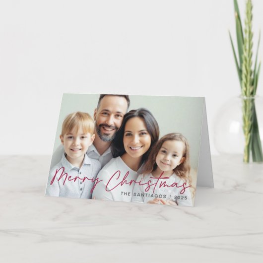 Merry Kerstmis Modern Foto Feestdagen Kaart (Voorkant)