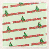 Merry Kerstmis Modern Gift Glazen Onderzetter (Voorkant)