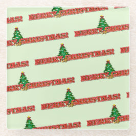 Merry Kerstmis Modern Gift Glazen Onderzetter