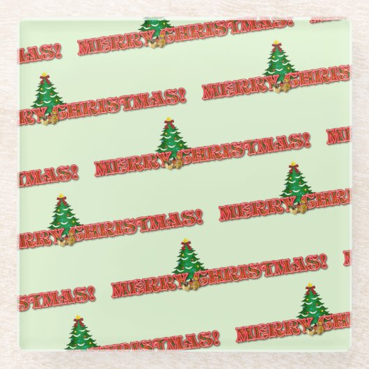 Merry Kerstmis Modern Gift Glazen Onderzetter (Voorkant)