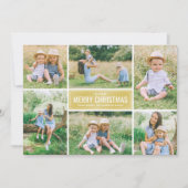 Merry Kerstmis Modern Gold Photo Collage Feestdagenkaart (Voorkant)