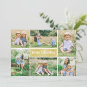 Merry Kerstmis Modern Gold Photo Collage Feestdagenkaart (Staand voorkant)