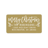 Merry Kerstmis Modern Gold Return-adres Etiket (Voorkant)