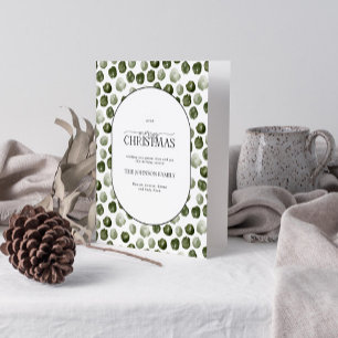 Merry Kerstmis Modern Green Stippen Foto Feestdagen Kaart