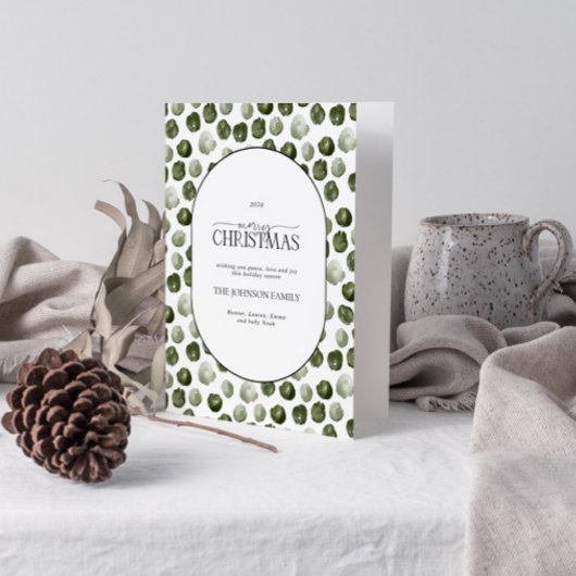 Merry Kerstmis Modern Green Stippen Foto Feestdagen Kaart