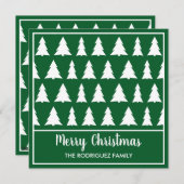 Merry Kerstmis Modern Green Tree Pattern Feestdagenkaart (Voorkant / Achterkant)