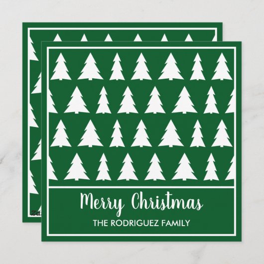 Merry Kerstmis Modern Green Tree Pattern Feestdagenkaart (Voorkant / Achterkant)