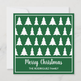 Merry Kerstmis Modern Green Tree Pattern Feestdagenkaart