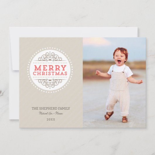 Merry Kerstmis Modern Holiday Fotokaart Feestdagenkaart (Voorkant)