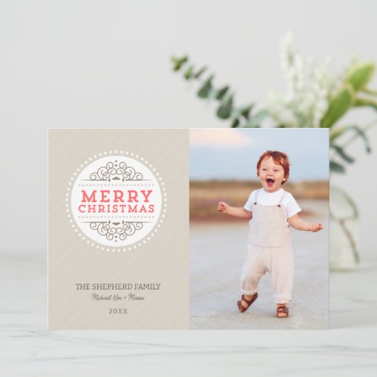 Merry Kerstmis Modern Holiday Fotokaart Feestdagenkaart (Staand voorkant)