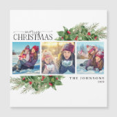 Merry Kerstmis Modern Holly Berry Photo Magnet (Voorkant)